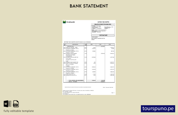 listo para imprimir plantilla de word   estado de cuenta de Togo Orabank